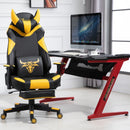 Vinsetto PU Leather Bull Horn Headrest Gaming Chair w/ Retractable Footrest Yellow