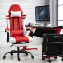 Vinsetto PU Leather Ergonomic Reclining Gaming Chair w/ Retractable Footrest Red/White