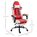 Vinsetto PU Leather Ergonomic Reclining Gaming Chair w/ Retractable Footrest Red/White