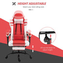 Vinsetto PU Leather Ergonomic Reclining Gaming Chair w/ Retractable Footrest Red/White