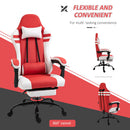 Vinsetto PU Leather Ergonomic Reclining Gaming Chair w/ Retractable Footrest Red/White