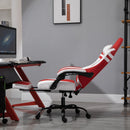Vinsetto PU Leather Ergonomic Reclining Gaming Chair w/ Retractable Footrest Red/White