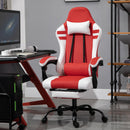 Vinsetto PU Leather Ergonomic Reclining Gaming Chair w/ Retractable Footrest Red/White