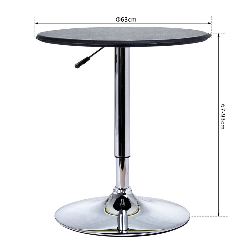 Chrome Steel Height Adjustable Round Bar Table Dinning Table Black