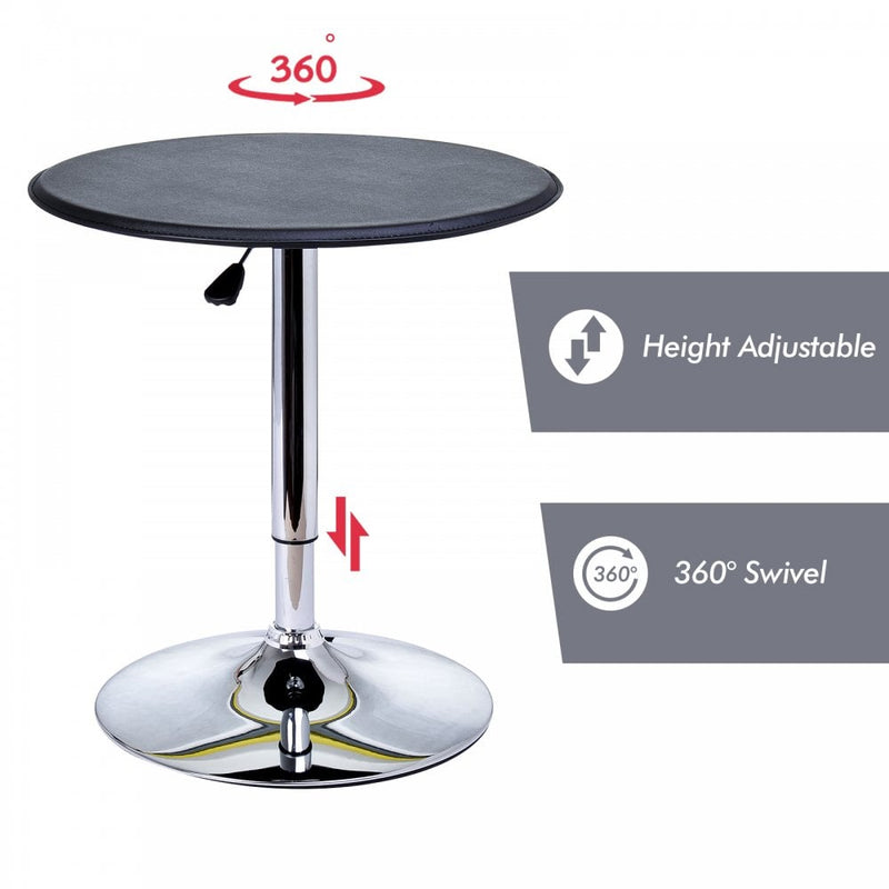 Chrome Steel Height Adjustable Round Bar Table Dinning Table Black
