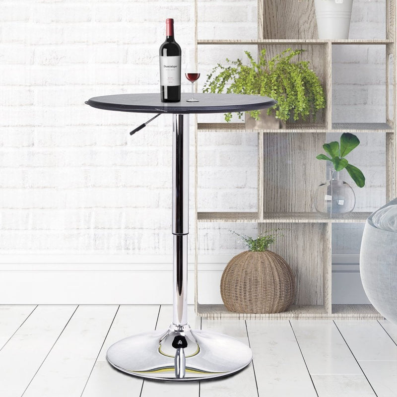 Chrome Steel Height Adjustable Round Bar Table Dinning Table Black