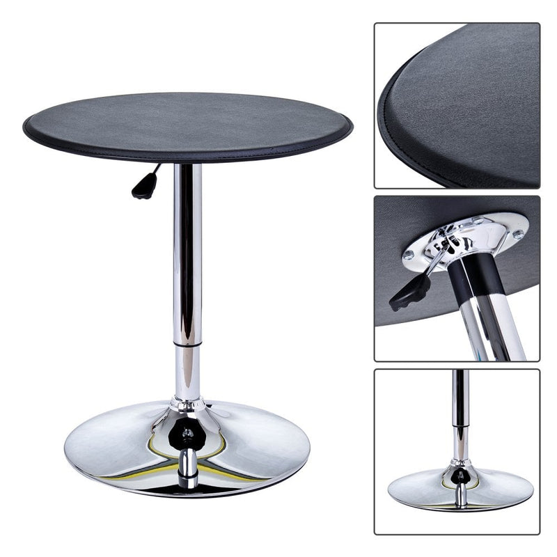 Chrome Steel Height Adjustable Round Bar Table Dinning Table Black