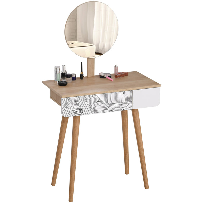 Wooden Nordic Dressing Table - Brown/White