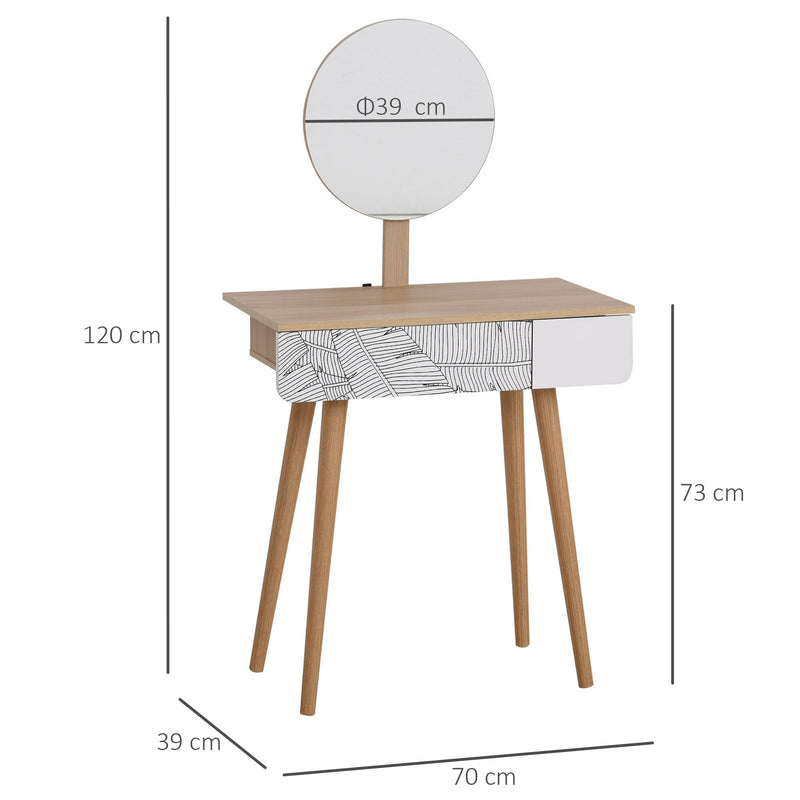 Wooden Nordic Dressing Table - Brown/White