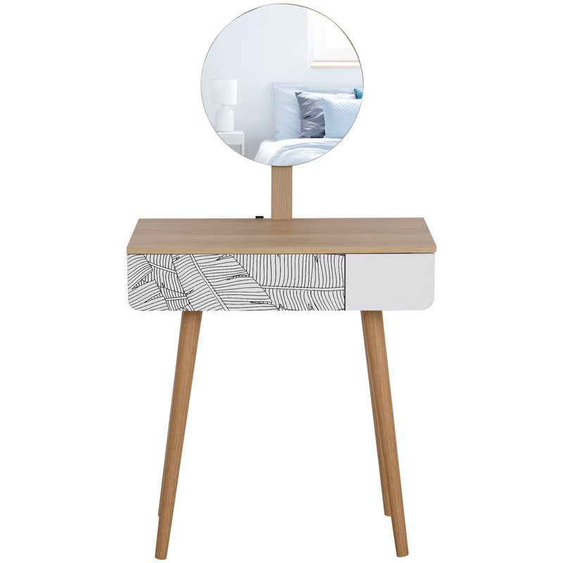 Wooden Nordic Dressing Table - Brown/White