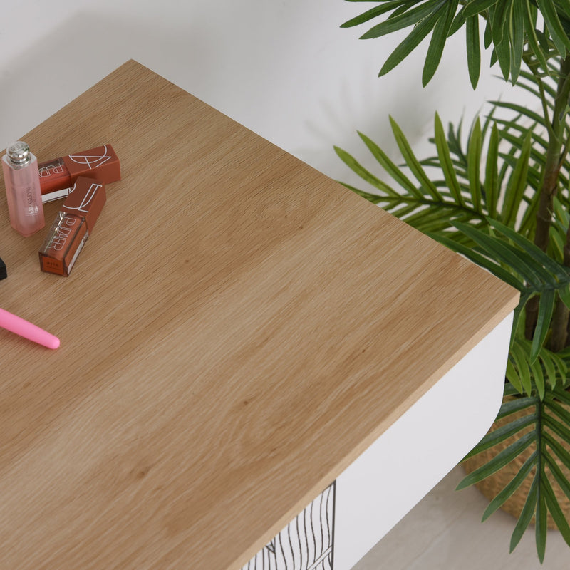 Wooden Nordic Dressing Table - Brown/White