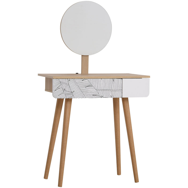 Wooden Nordic Dressing Table - Brown/White
