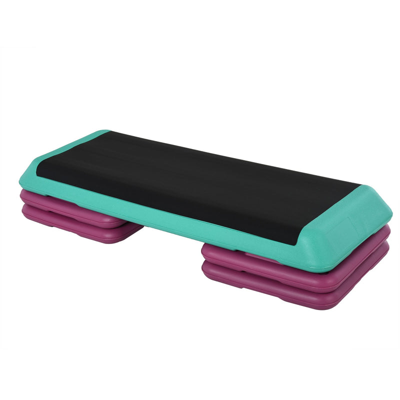 Plastic Adjustable 3 Level Exercise Step Aerobic Stepper Green Purple