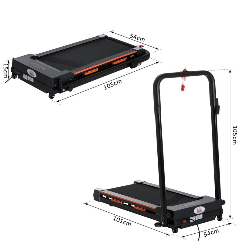 Steel Folding Motorized Home Treadmill w/ LCD Monitor-Black