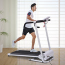 Steel Folding Motorized Home Treadmill W/ LCD Monitor White