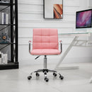 Vinsetto Executive PU Swivel Office Chair Armchair With Adjustable Height 5 Wheels Thick Padding Moulded Seat Home Work Pink Study