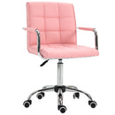 Vinsetto Executive PU Swivel Office Chair Armchair With Adjustable Height 5 Wheels Thick Padding Moulded Seat Home Work Pink Study