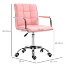 Vinsetto Executive PU Swivel Office Chair Armchair With Adjustable Height 5 Wheels Thick Padding Moulded Seat Home Work Pink Study