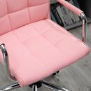 Vinsetto Executive PU Swivel Office Chair Armchair With Adjustable Height 5 Wheels Thick Padding Moulded Seat Home Work Pink Study