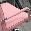 Vinsetto Executive PU Swivel Office Chair Armchair With Adjustable Height 5 Wheels Thick Padding Moulded Seat Home Work Pink Study