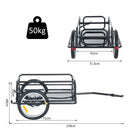 HOMCOM Folding Frame Bike Cargo Trailer Extra Bicycle Storage Carrier W/Hitch-Black