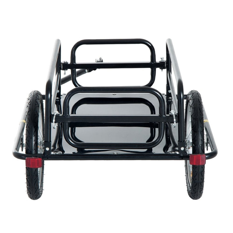 HOMCOM Folding Frame Bike Cargo Trailer Extra Bicycle Storage Carrier W/Hitch-Black