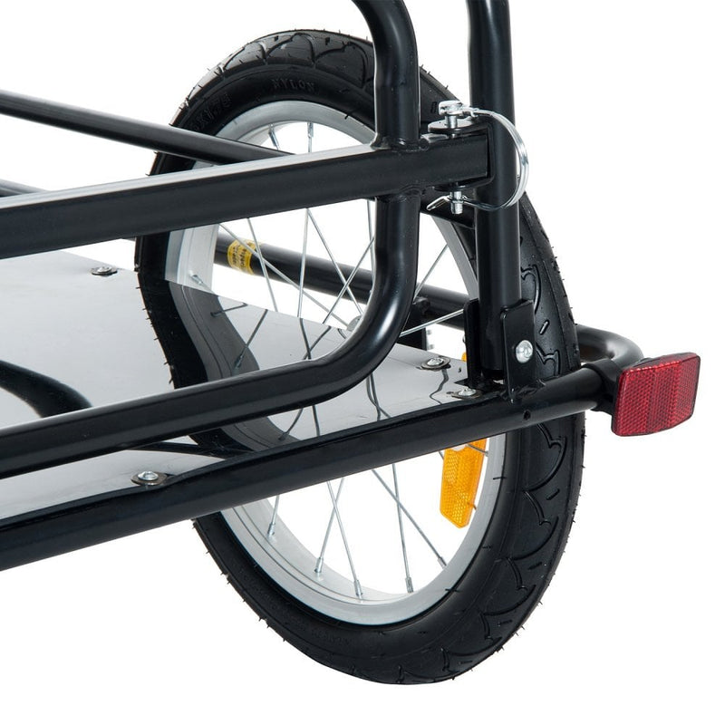 HOMCOM Folding Frame Bike Cargo Trailer Extra Bicycle Storage Carrier W/Hitch-Black
