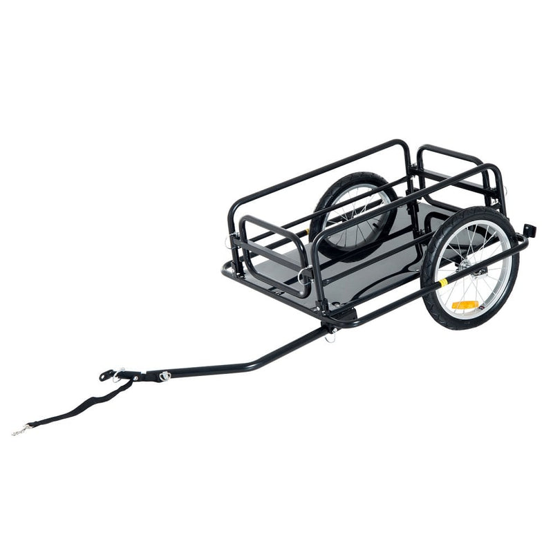 HOMCOM Folding Frame Bike Cargo Trailer Extra Bicycle Storage Carrier W/Hitch-Black