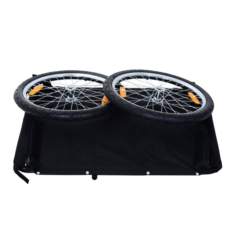 Bicycle Cargo Trailer Cover Black White Bike in Steel Frame Folding Extra Storage Carrier with Removable Cover and Hitch Bike