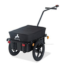 HOMCOM Bike Trailer Stroller Cargo Trailer Black W/Carrier Utility Luggage Bicycle Cart Garden Trolley Wheels