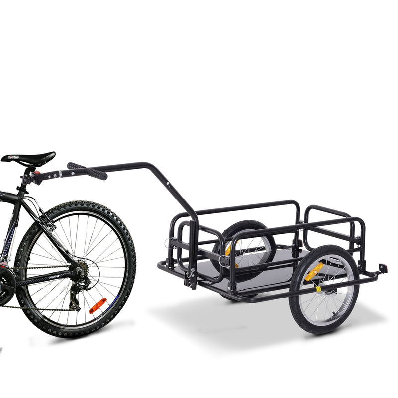 Folding Bicycle Cargo Storage Trolley Cart and Luggage Trailer with Hitch Black
