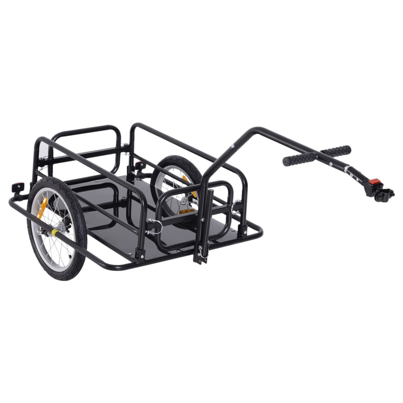 Folding Bicycle Cargo Storage Trolley Cart and Luggage Trailer with Hitch Black