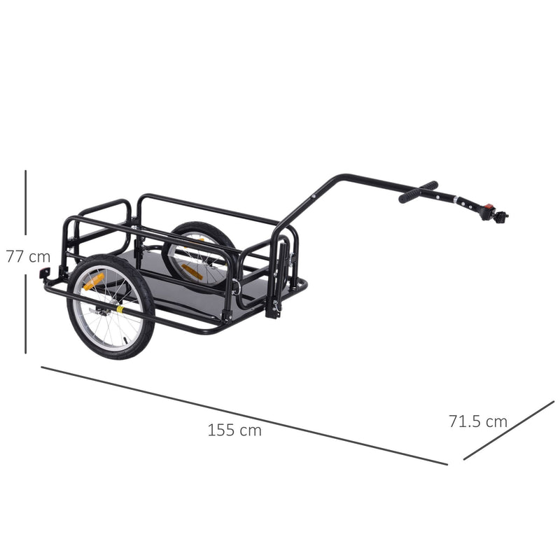Folding Bicycle Cargo Storage Trolley Cart and Luggage Trailer with Hitch Black