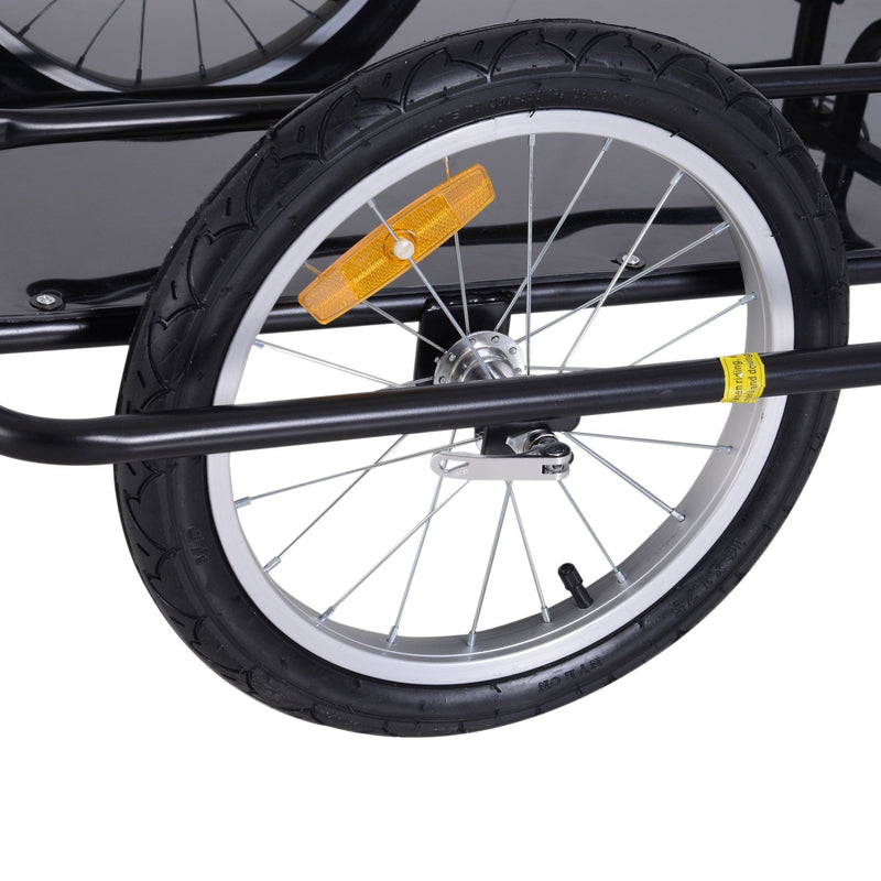 Folding Bicycle Cargo Storage Trolley Cart and Luggage Trailer with Hitch Black
