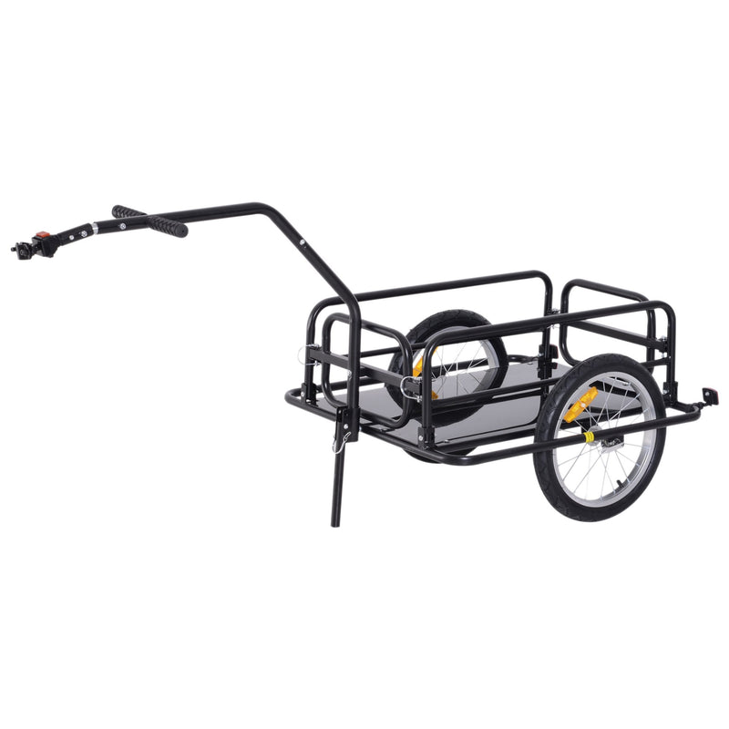 Folding Bicycle Cargo Storage Trolley Cart and Luggage Trailer with Hitch Black