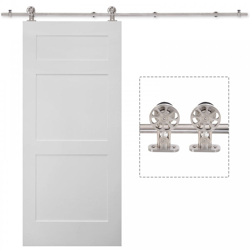 6.6ft Sliding Barn Door Stainless Steel Hardware Kit Silver