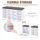 PU Leather 14-Compartment Shoe Storage Bench Brown/White