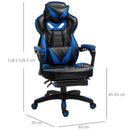 Vinsetto PU Leather Retractable Footrest Gaming Chair w/ Pillows Blue/Black