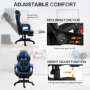 Vinsetto PU Leather Retractable Footrest Gaming Chair w/ Pillows Blue/Black
