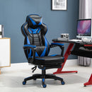 Vinsetto PU Leather Retractable Footrest Gaming Chair w/ Pillows Blue/Black