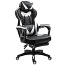 Vinsetto PU Leather Ergonomic Racing Gaming Office Chair Retractable Footrest Gaming Chair w/ Pillows Wheels Headrest Home Office White/Black
