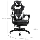 Vinsetto PU Leather Ergonomic Racing Gaming Office Chair Retractable Footrest Gaming Chair w/ Pillows Wheels Headrest Home Office White/Black