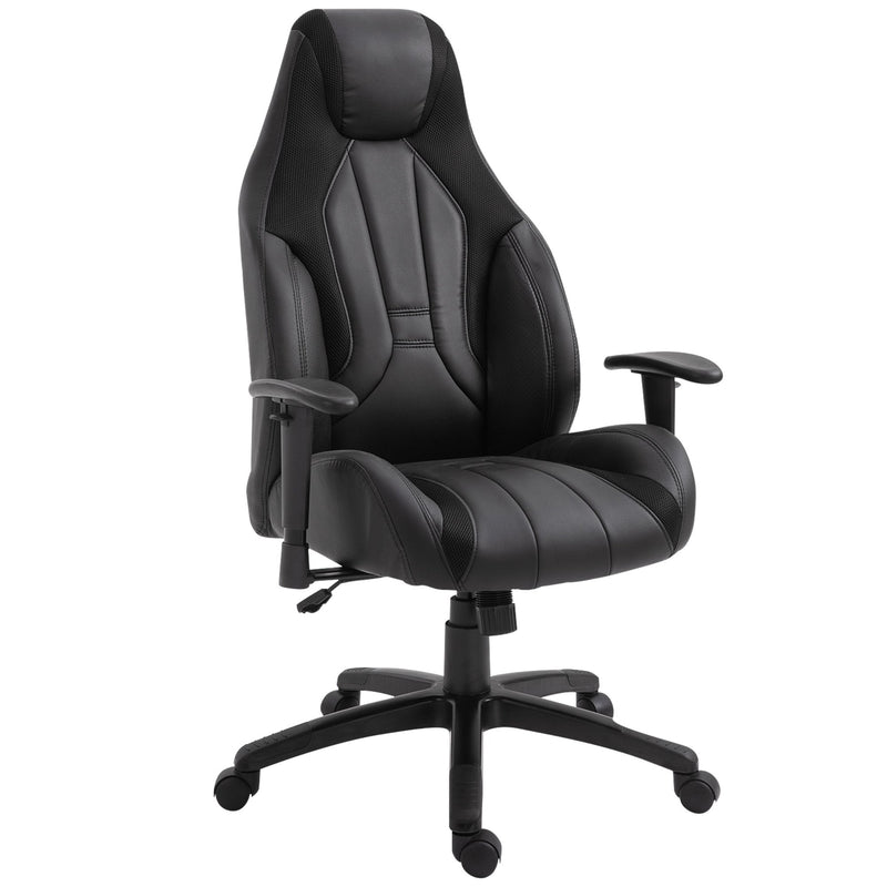 Vinsetto PU Leather Upholstered Adjustable-Sit Home Office Chair Grey/Black