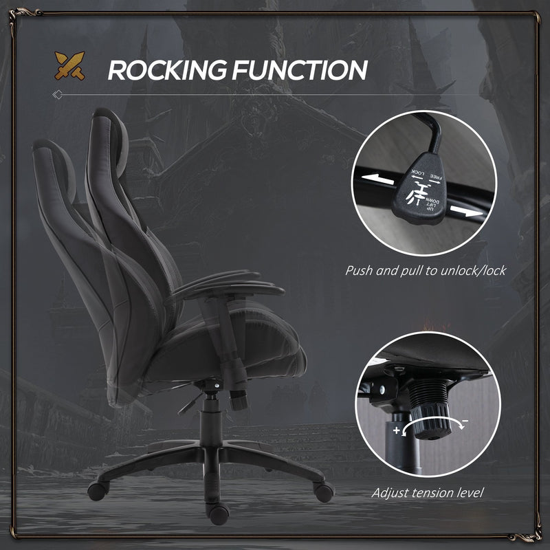 Vinsetto PU Leather Upholstered Adjustable-Sit Home Office Chair Grey/Black