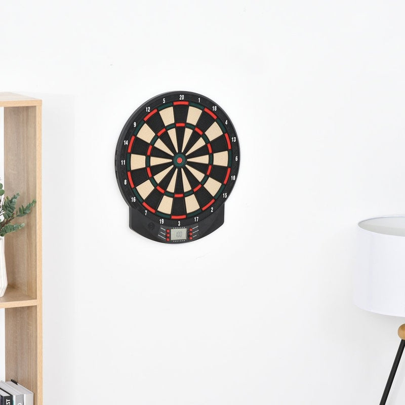 HOMCOM Plastic Electronic Dartboard w/ 6 Darts Black