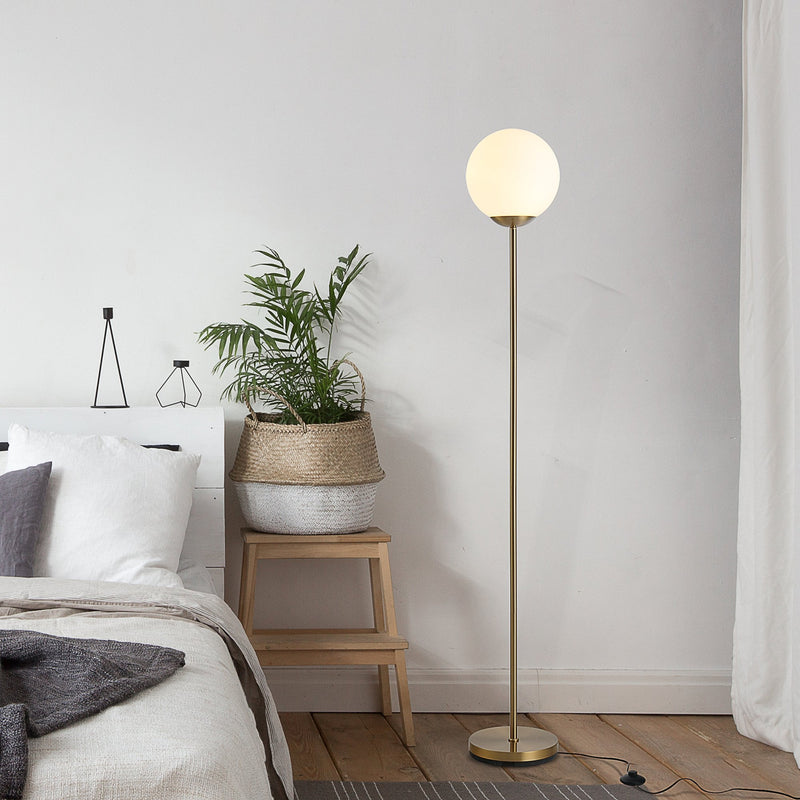 HOMCOM Steel Glass Sphere Floor Lamp Gold