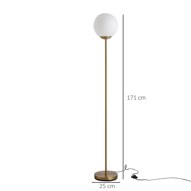 HOMCOM Steel Glass Sphere Floor Lamp Gold