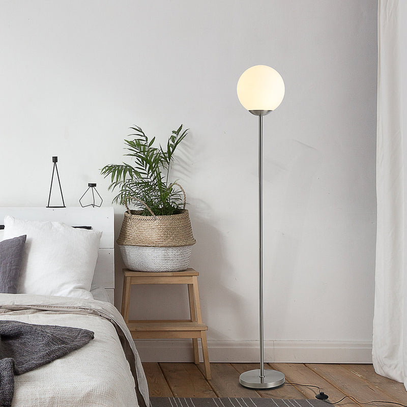HOMCOM Steel Glass Sphere Floor Lamp Grey