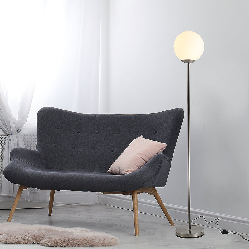 HOMCOM Steel Glass Sphere Floor Lamp Grey