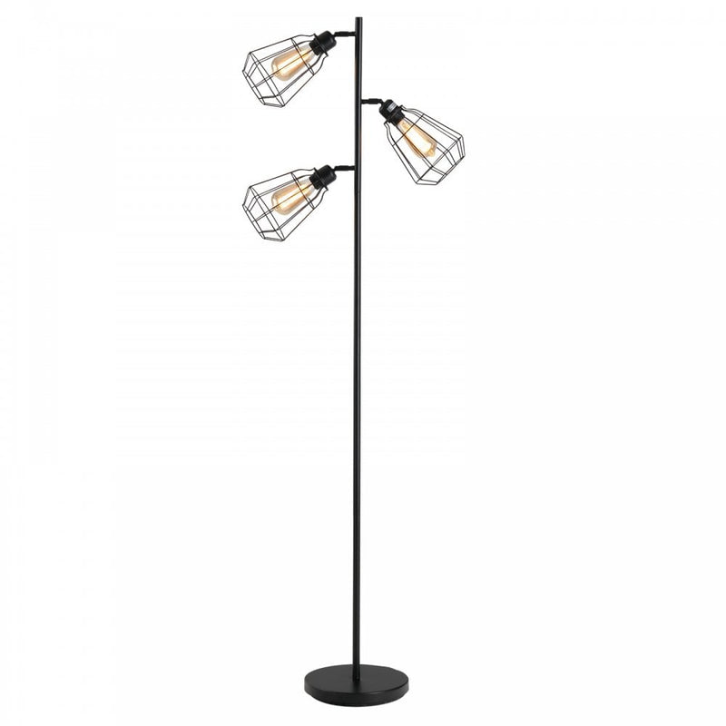 HOMCOM Steel Tri-Head Floor Lamp Black